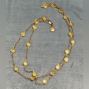 J Crew Citrine color gem station necklace gold toned 30 inches vintage EUC ￼